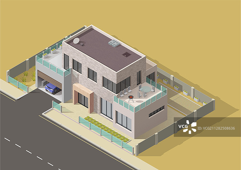 2.5D风格的平房别墅或豪宅图片素材