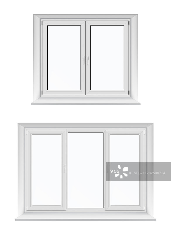 带白色框架、玻璃和窗台的塑料窗户图片素材
