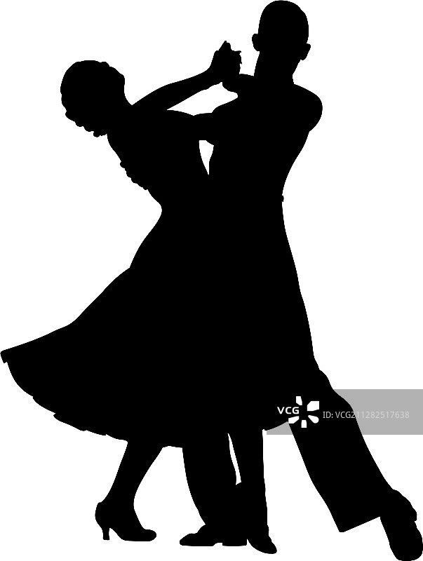 情侣舞蹈黑色剪影图片素材