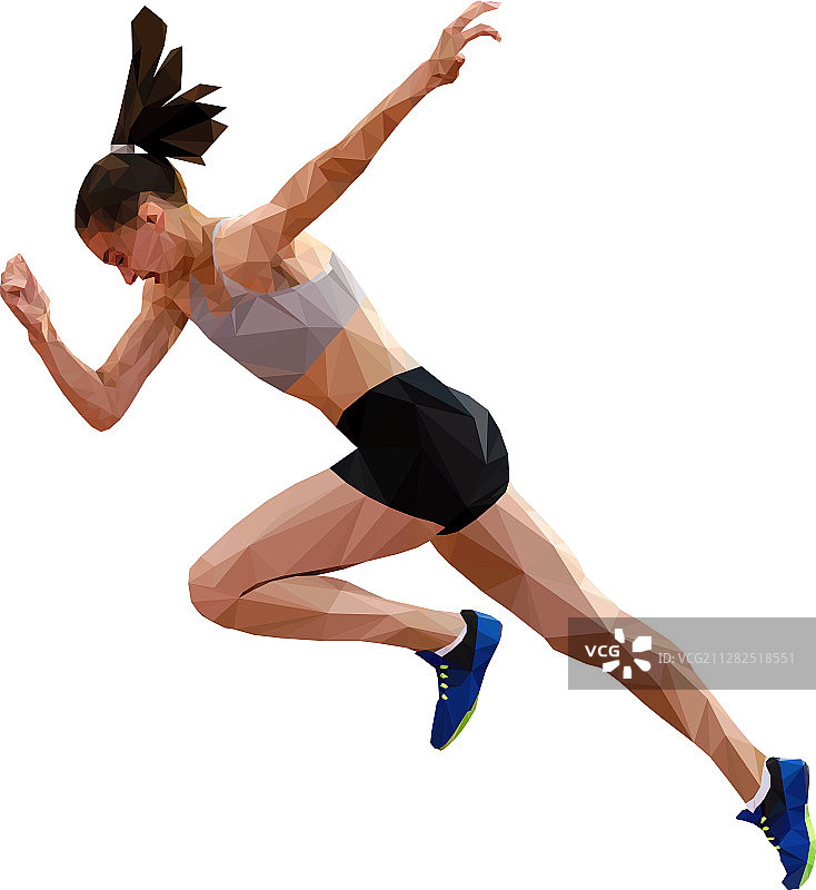 女子短跑运动员起跑加速图片素材
