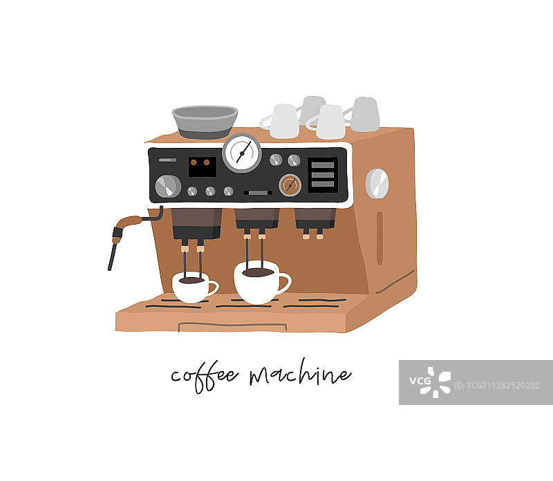 咖啡机扁平风设计图片素材