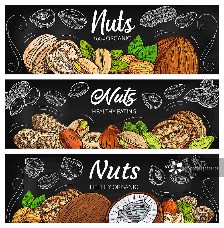 杏仁、花生、核桃和榛子图片素材