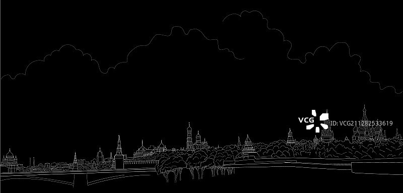 克里姆林宫景观素描图片素材