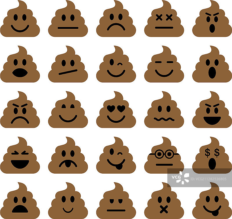 卡通扁平风格便便表情符号合集图片素材