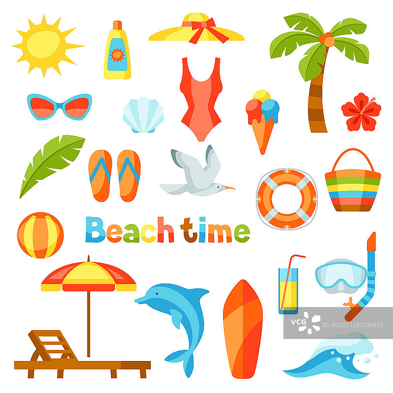 夏季海滩物品合集图片素材