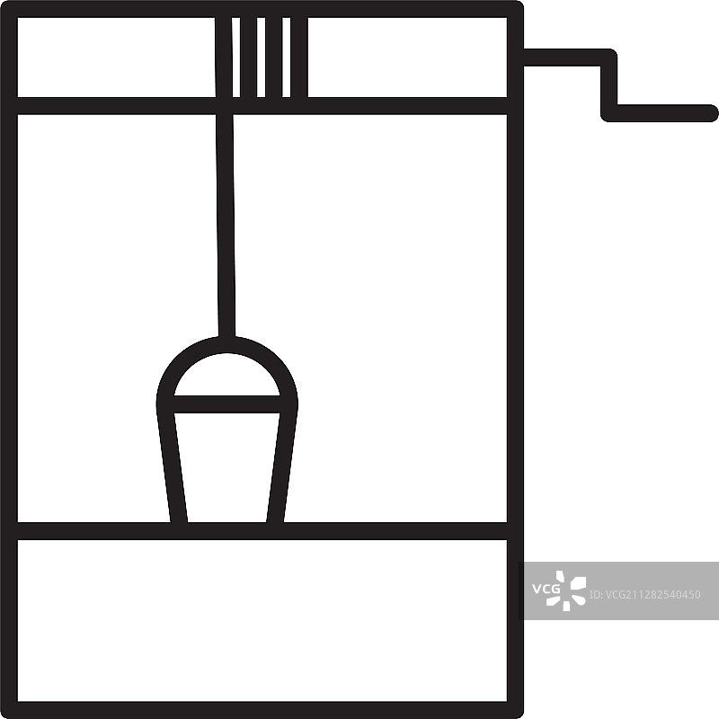 带水桶和饮用水的黑线水井图片素材