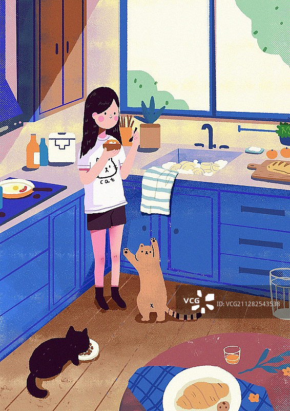 一个人的早晨图片素材