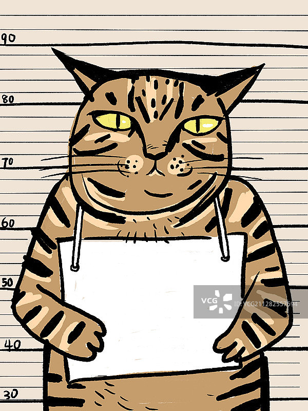 手绘涂鸦搞笑犯罪的猫背景插图图片素材