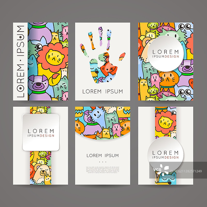 儿童手绘涂鸦彩色卡片图片素材