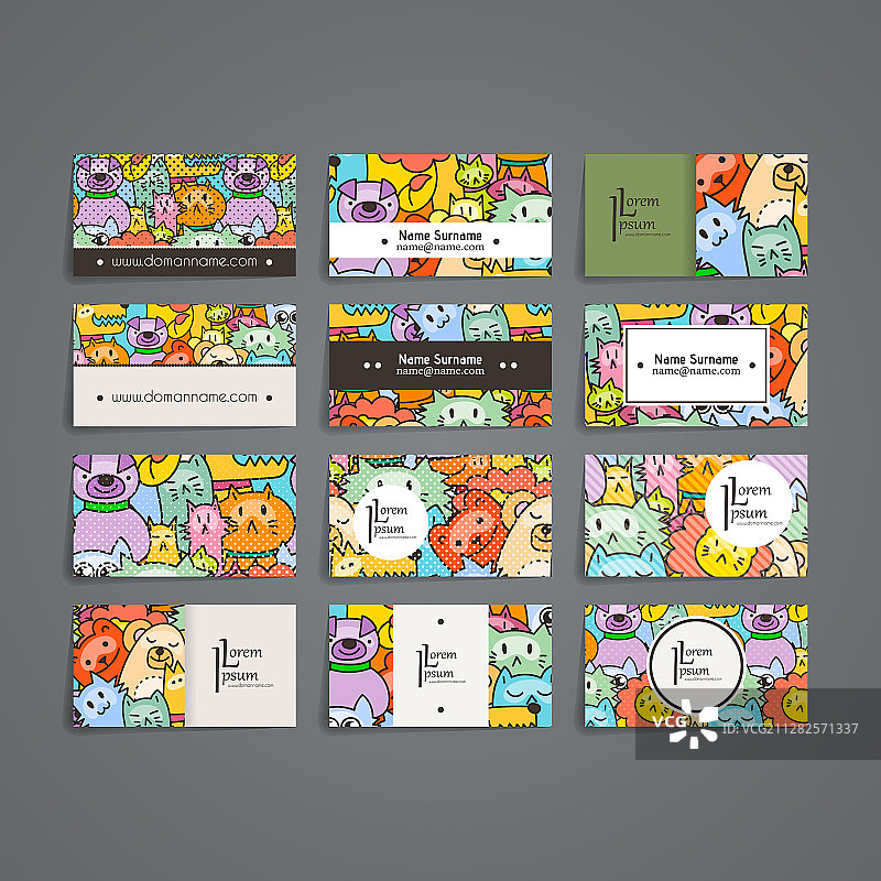 儿童手绘涂鸦彩色卡片图片素材