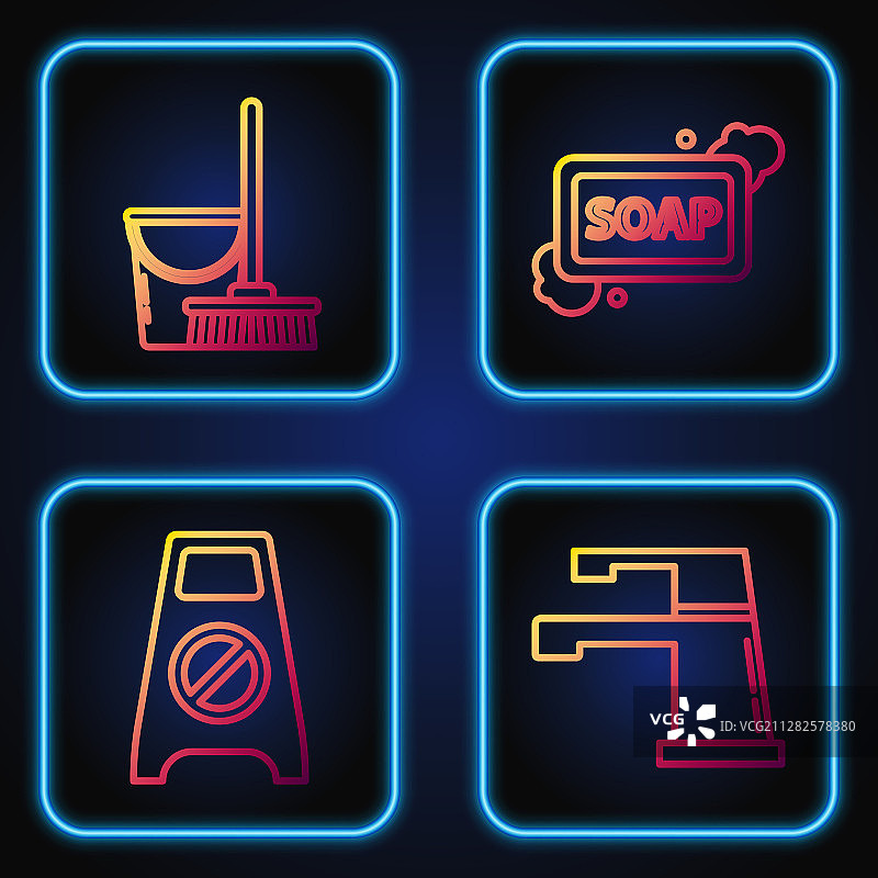 水管、水龙头、湿地板和清洁用品图片素材