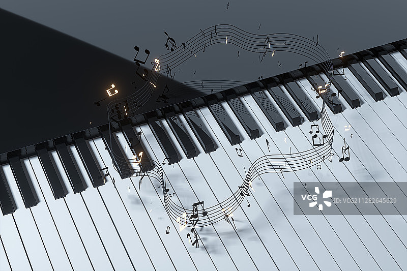 钢琴琴键 3D渲染图片素材
