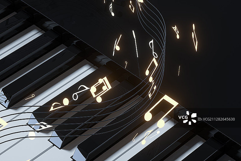 钢琴琴键 3D渲染图片素材