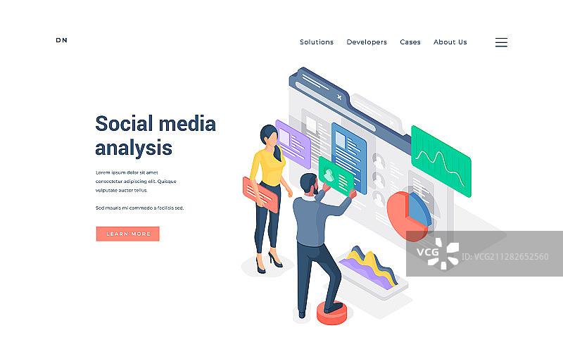 使用社交媒体内容的人员2.5D图图片素材