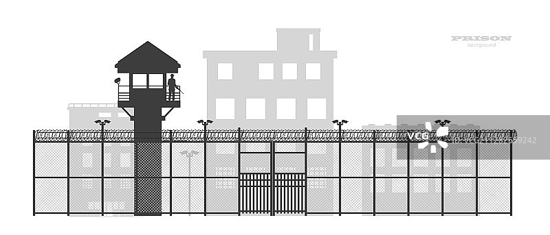 监狱围栏黑色轮廓图片素材