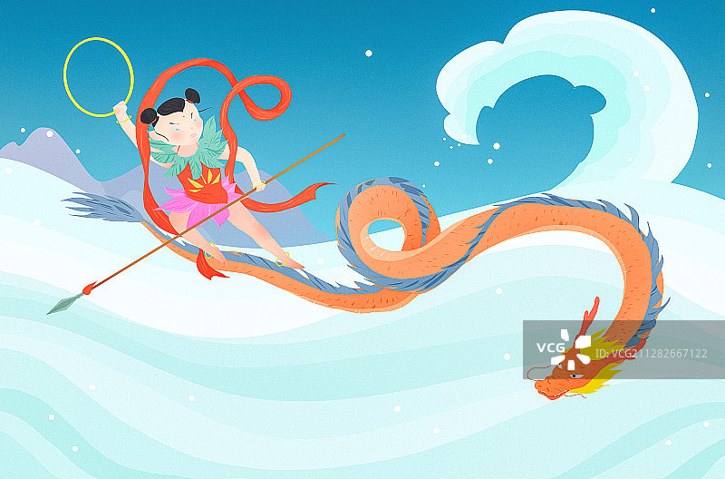 哪吒闹海插画图片素材