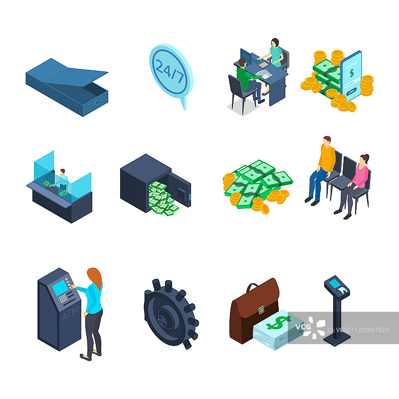 金融银行标志2.5D图标集图片素材