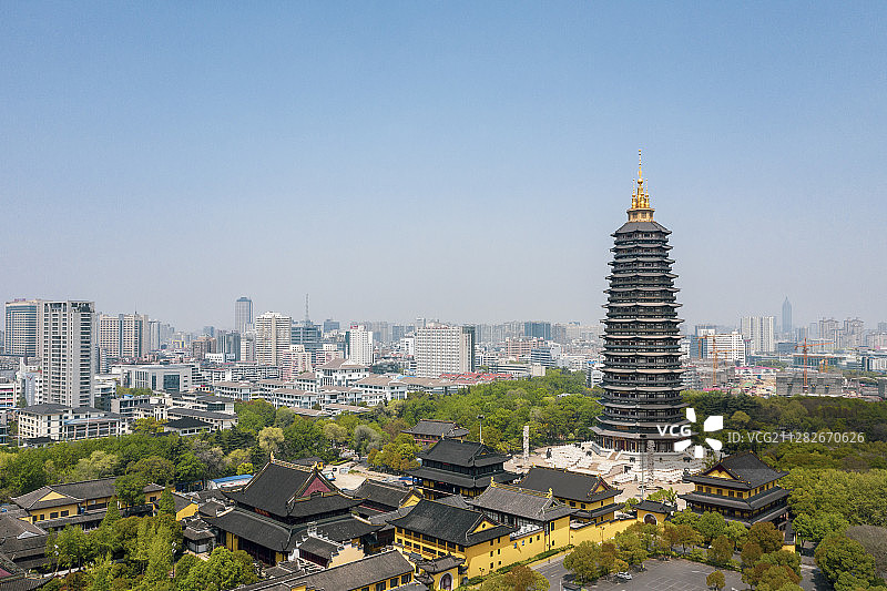 航拍天宁寺 江苏省常州市天宁区茶山街道图片素材
