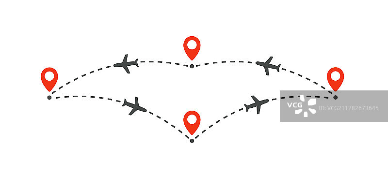 飞往不同地点的飞机航班信息图图片素材