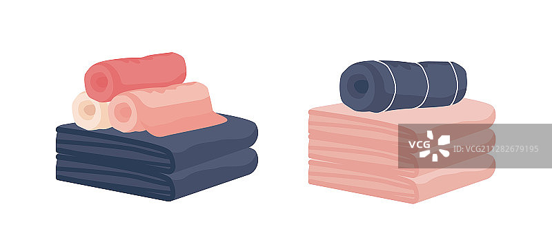 逼真的彩色手巾和浴巾图片素材