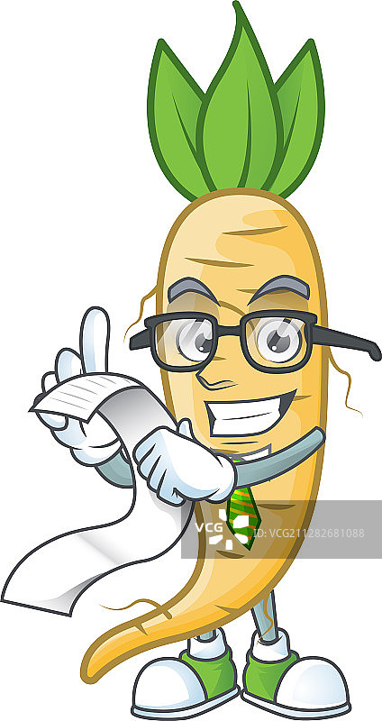 带菜单的趣味表情婆罗门参卡通图片素材