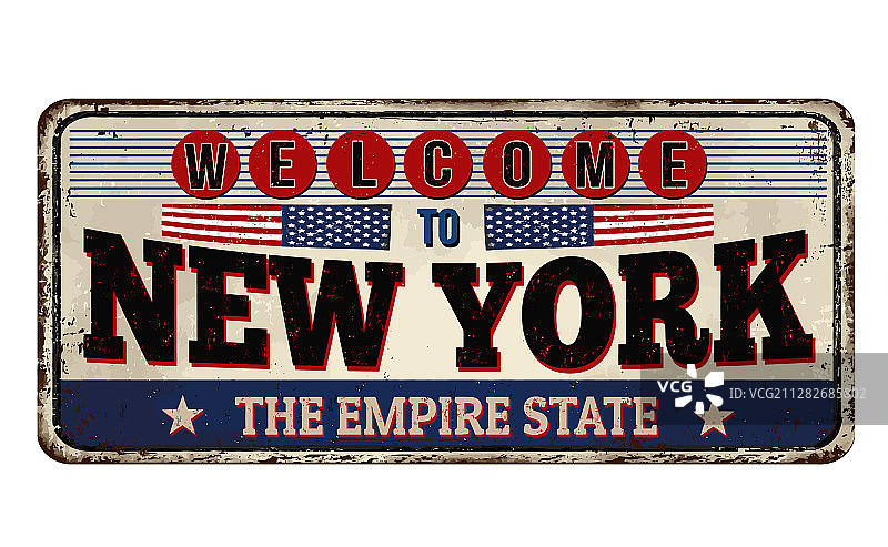 欢迎来到纽约复古铁锈金属标志图片素材