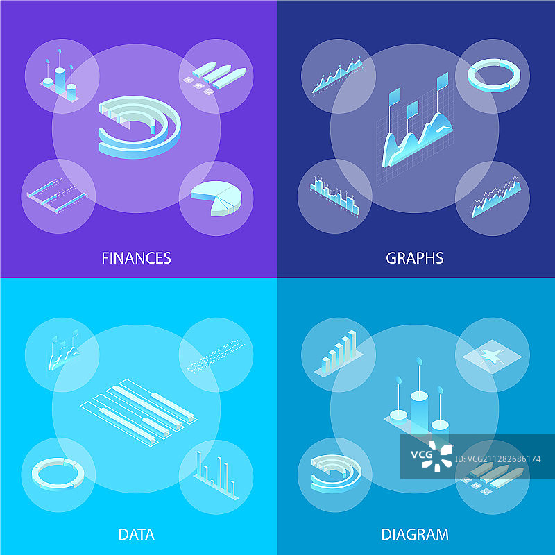 金融数据图表概念banner 3D图片素材