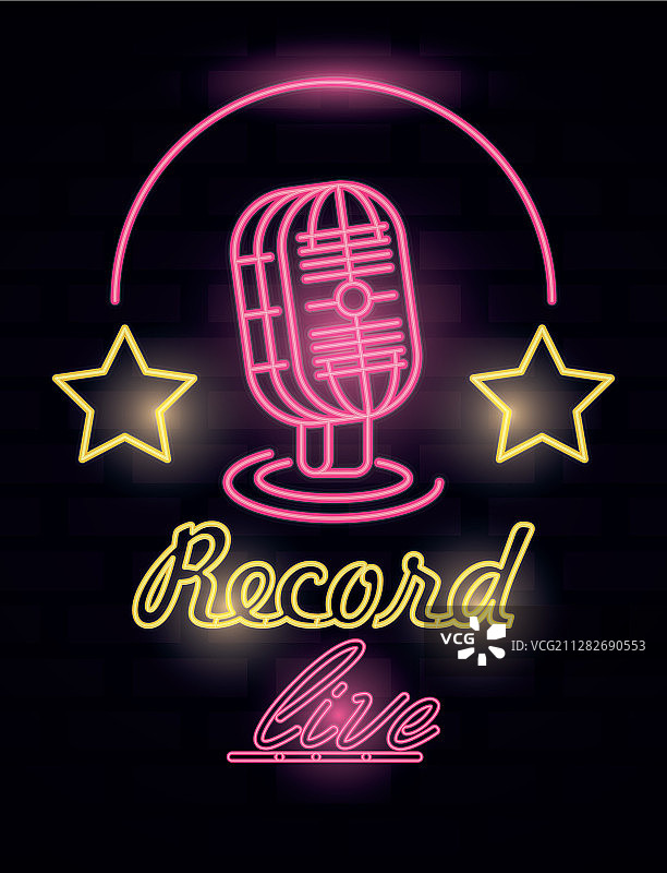 无线电音乐唱片霓虹灯图片素材