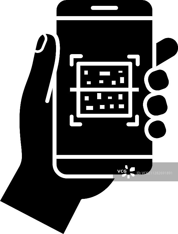 二维码手机扫描仪字形图标图片素材