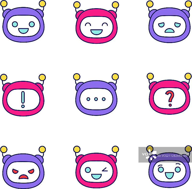 机器表情彩色图标合集图片素材