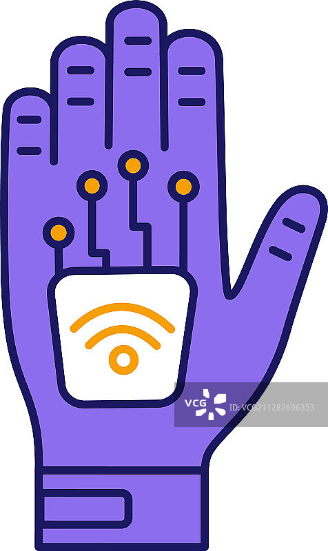 植入手中的人体微芯片彩色图标图片素材