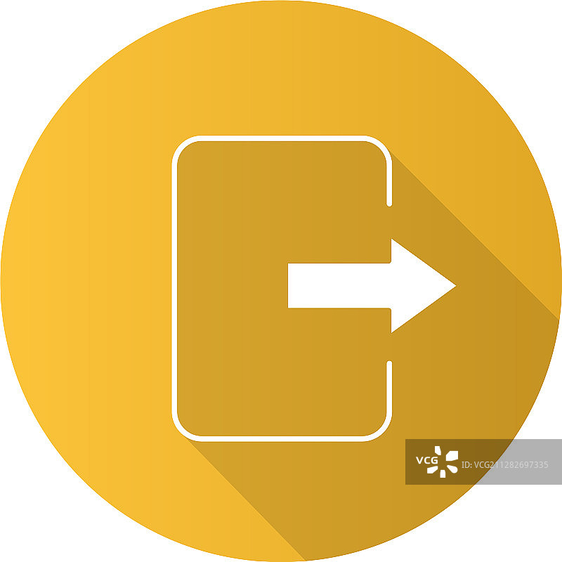 出口按钮扁平设计长阴影字形图标图片素材