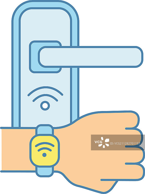 用NFC手环打开的门锁彩色图标图片素材