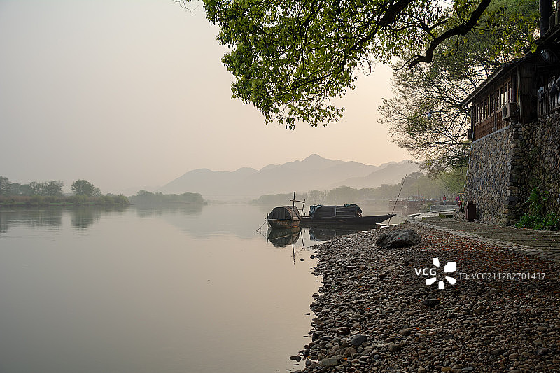 瓯江晨景-浙江丽水古堰画乡景区图片素材