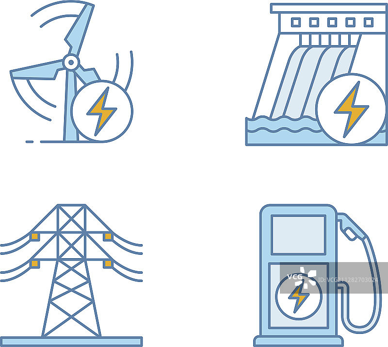 电力工业彩色图标集图片素材