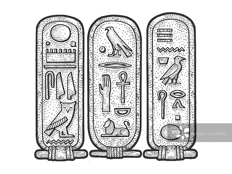 古埃及椭圆纹饰草图图片素材
