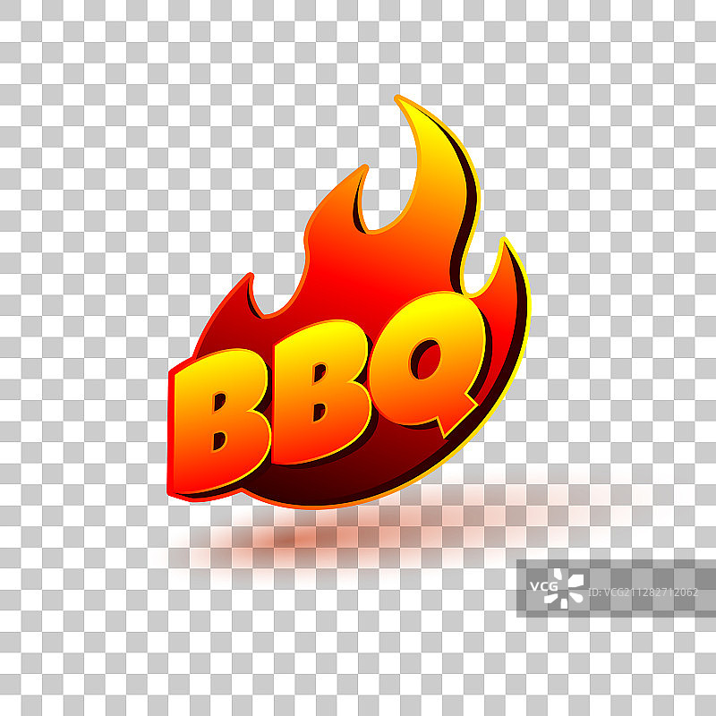 带火焰的烧烤架文字标签标志图片素材