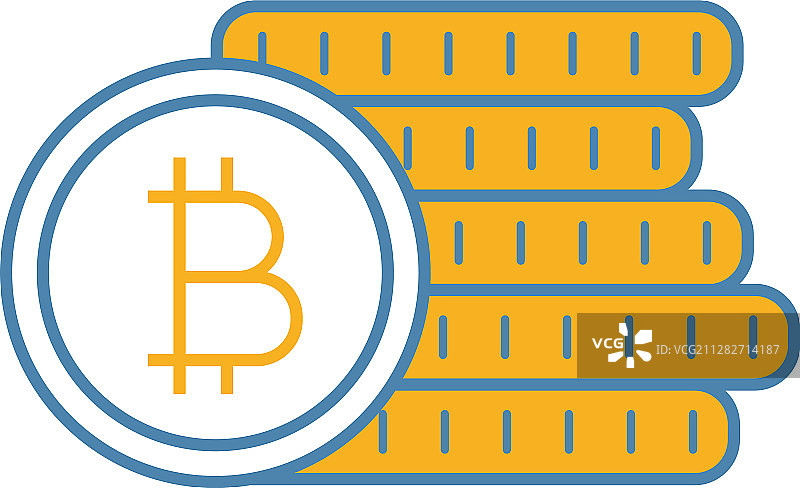 比特币堆叠彩色图标图片素材