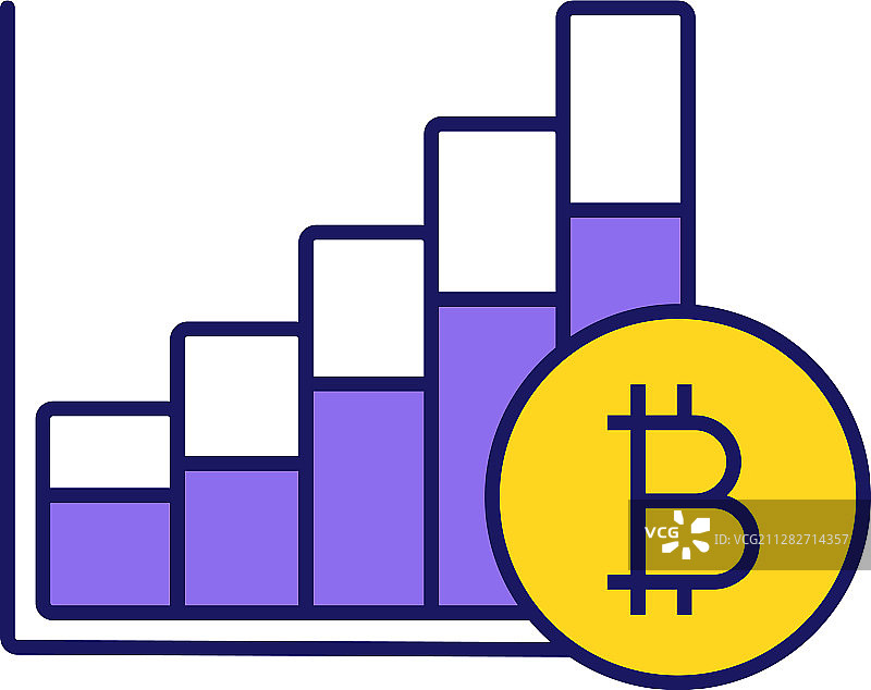 比特币市场增长图彩色图标图片素材