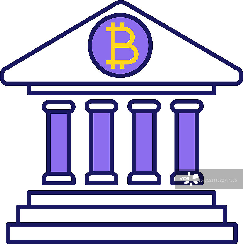 比特币银行彩色图标图片素材