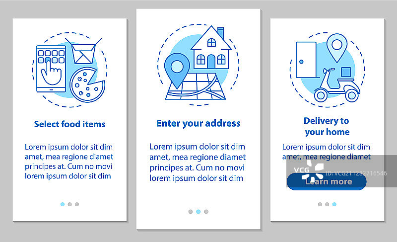 送餐服务引导页移动应用界面图片素材