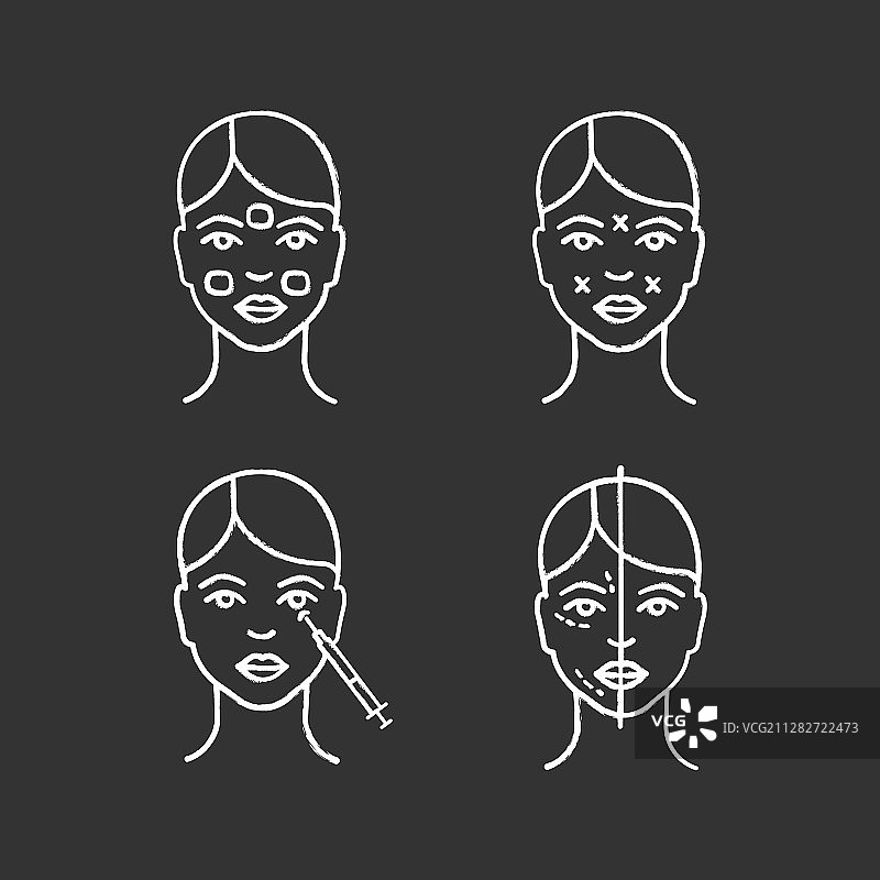 神经毒素注射粉笔图标集图片素材