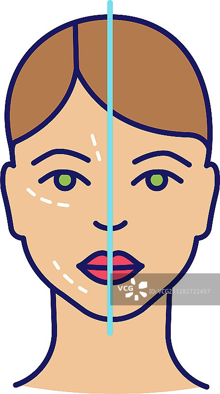 神经毒素注射前后对比彩色图标图片素材