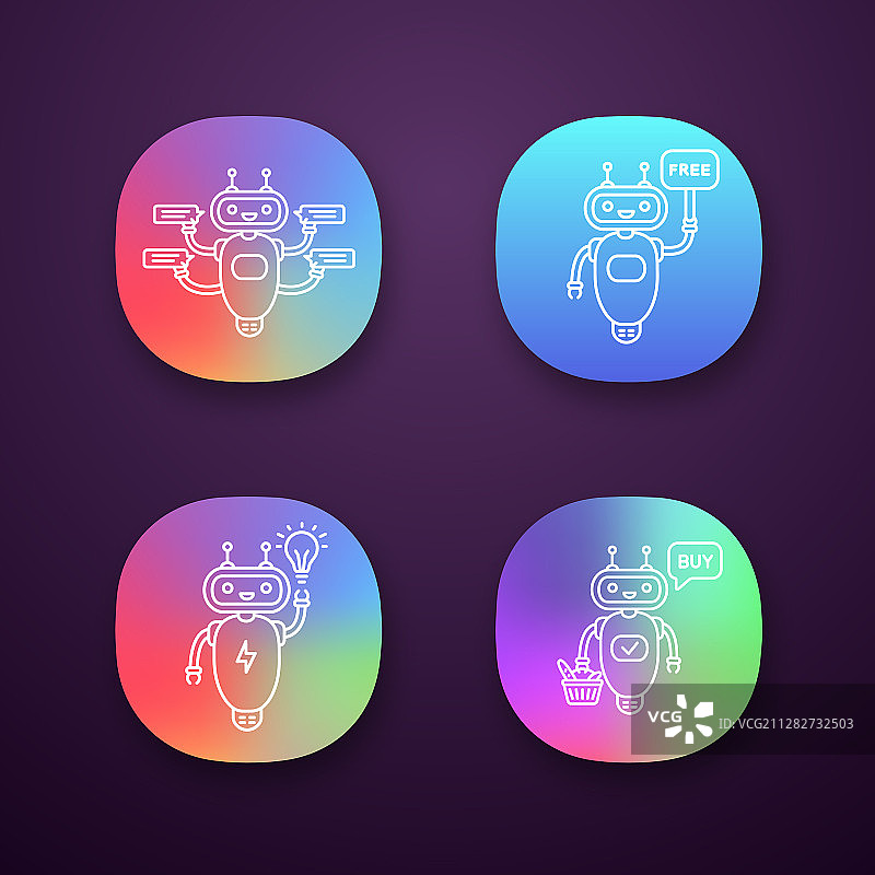 聊天机器人App图标集图片素材