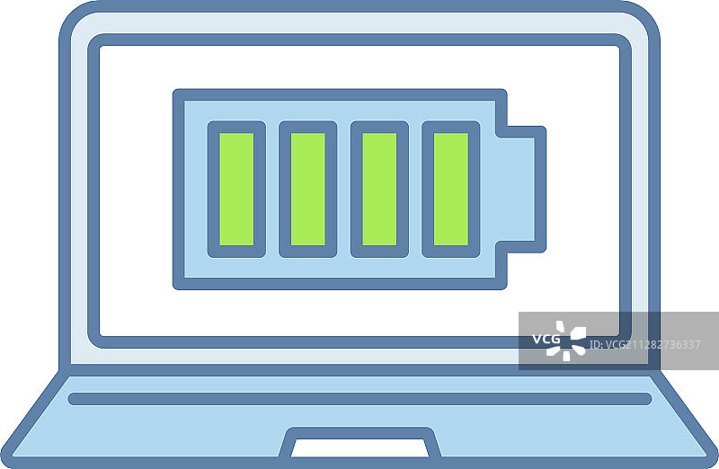 充满电的笔记本电脑电池颜色图标图片素材