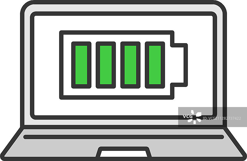 充满电的笔记本电脑电池颜色图标图片素材