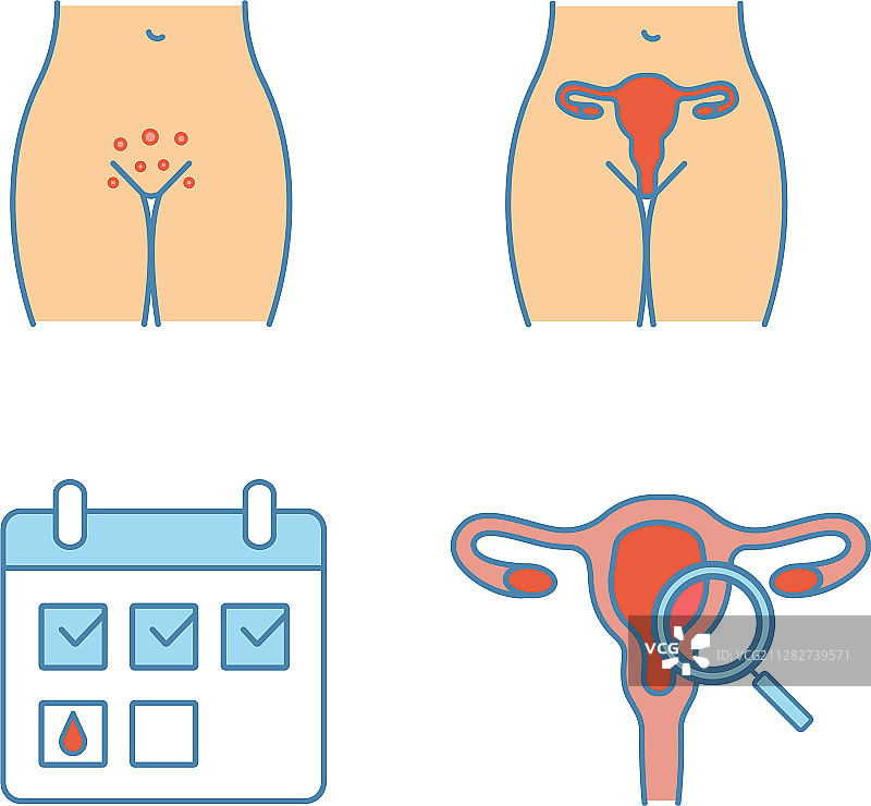 妇科彩色图标集图片素材