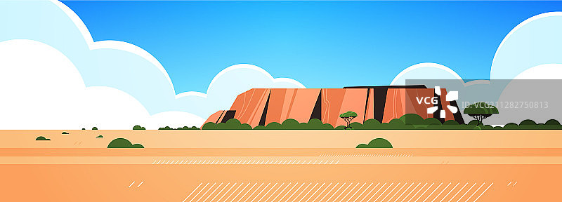 澳大利亚岩石山干燥的草地岩石和树木图片素材