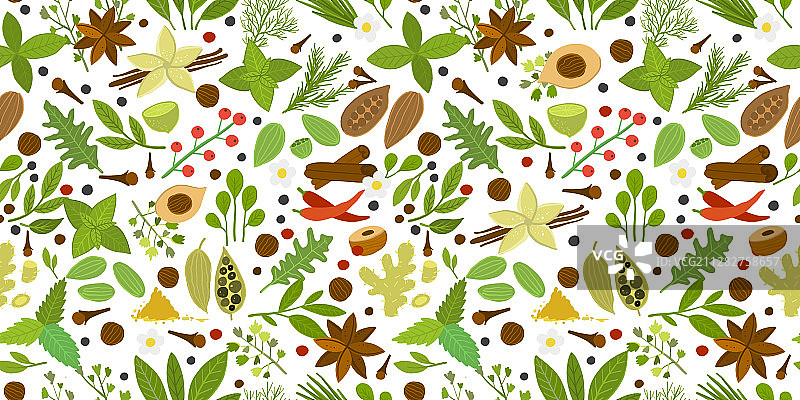 草药和香料背景无缝图案图片素材