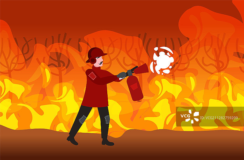 消防员正在扑灭危险的野火图片素材